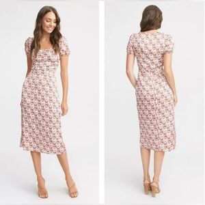 Kookai Ponderosa Dress Ditsy Floral Midi Short Sleeve Size 4 US Milkmaid Peasant
